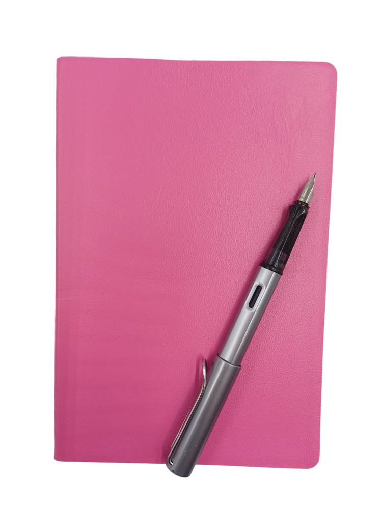 Bind your own book - sample leather colour bubblegum pink - The Index Bindery