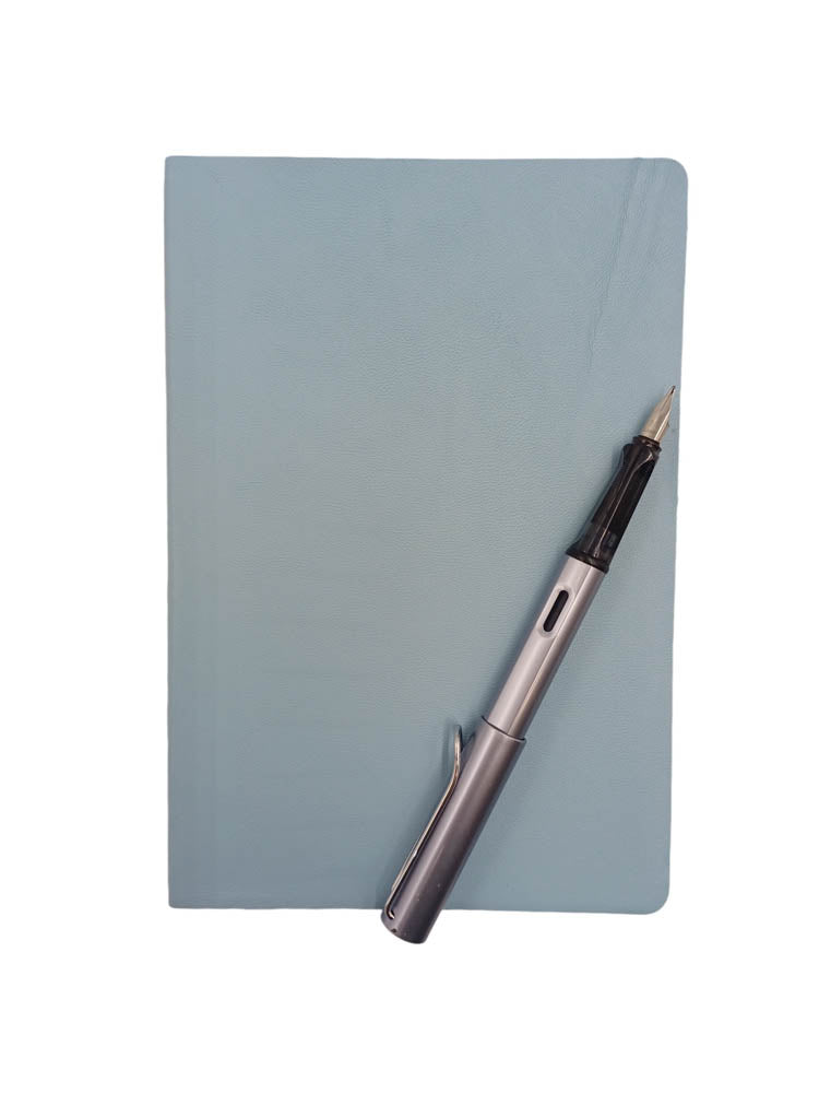 A5 soft leather notebook in baby blue- The Index Bindery