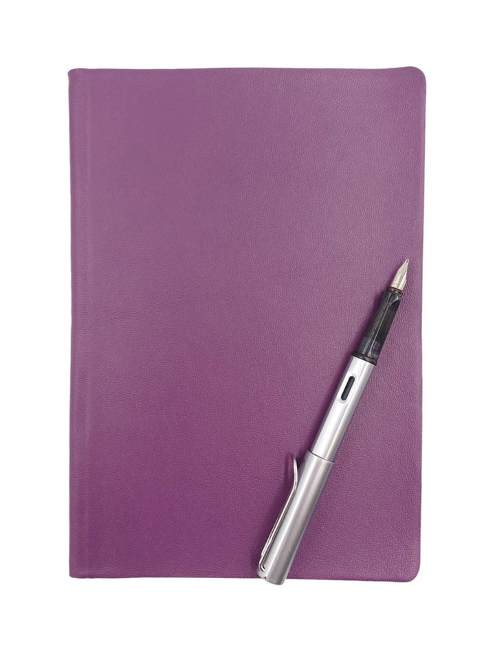 A5 soft leather notebook in purple- The Index Bindery