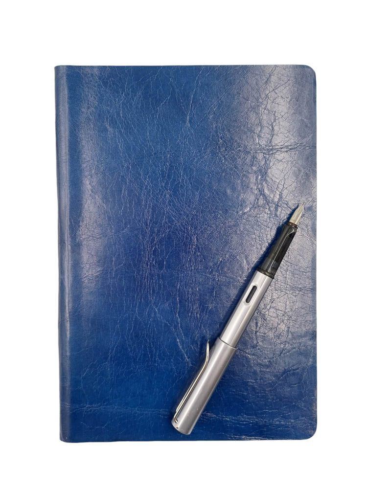 A5 soft leather notebook in mid blue- The Index Bindery