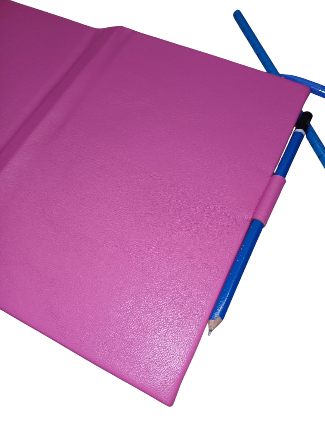 A5 hard leather notebook in pink - the index bindery