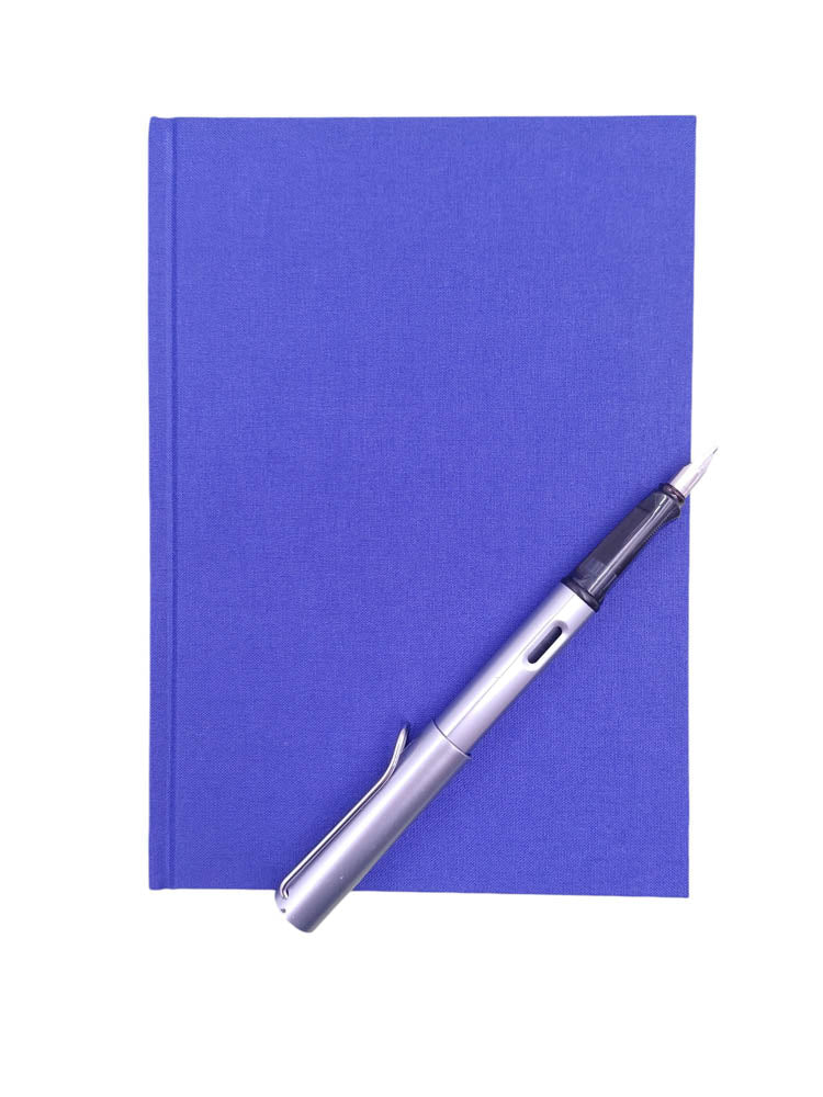 A5 linen notebook in mid blue - the index bindery