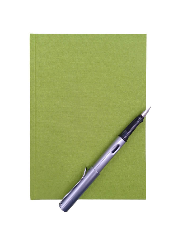 A5 linen notebook in lime green - the index bindery