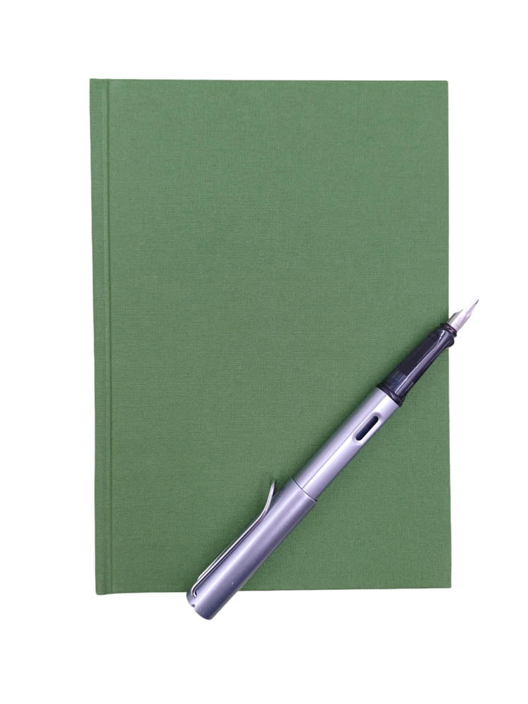 A5 linen notebook in olive green - the index bindery