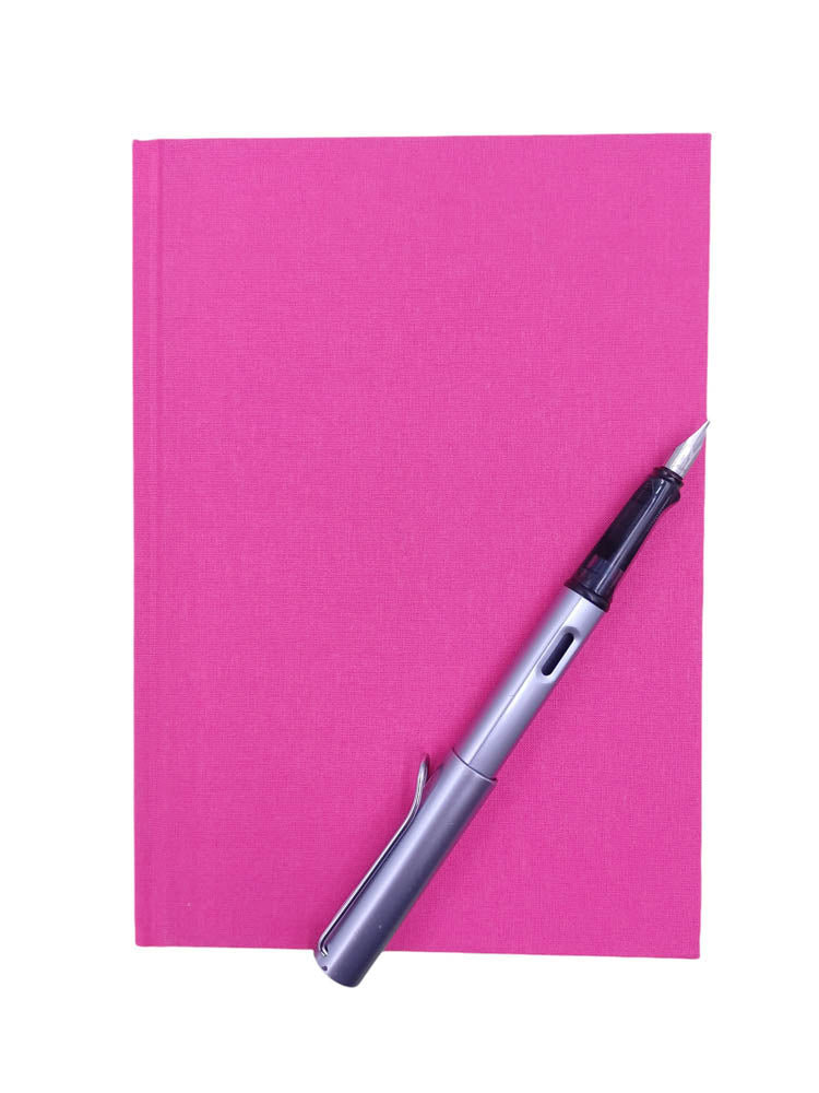 A5 linen notebook in bright pink - the index bindery