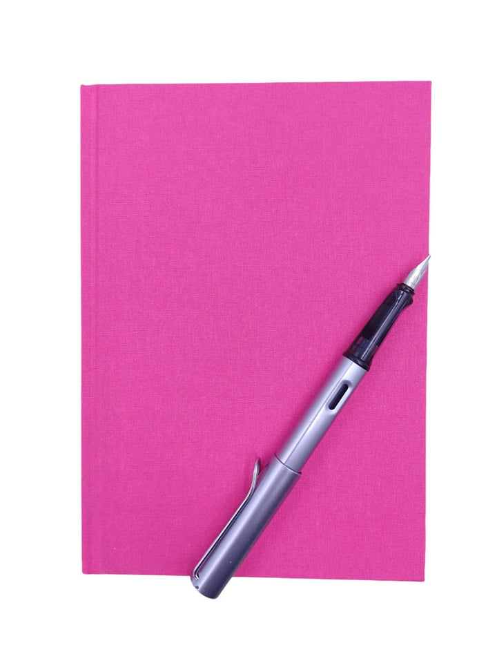 A5 linen notebook in bright pink - the index bindery