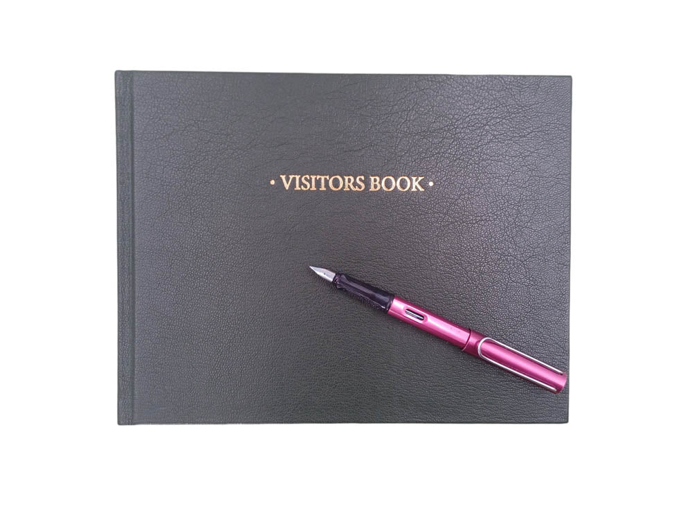 Visitors book in navy leather - the index bindery