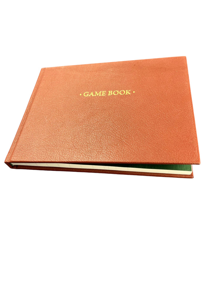 estate or game book -  second view of orange leather - the index bindery